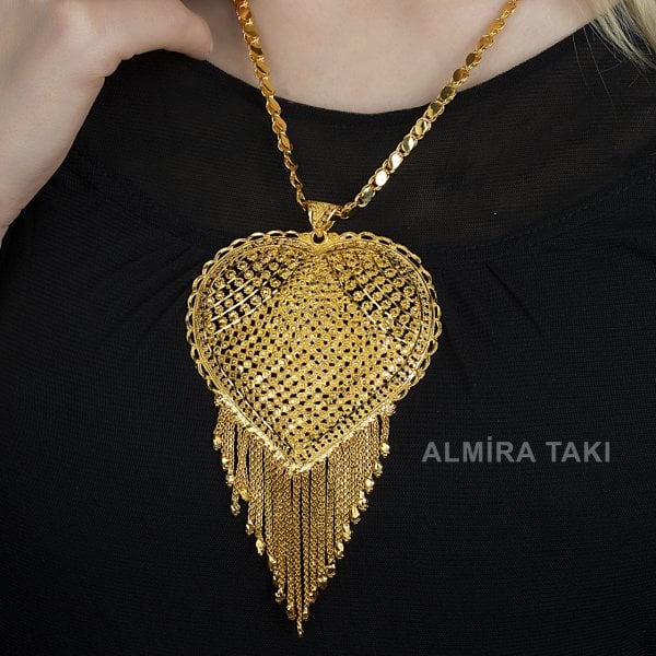 Büyük Boy Hint Kolye Ucu ve Pullu Zincir 03