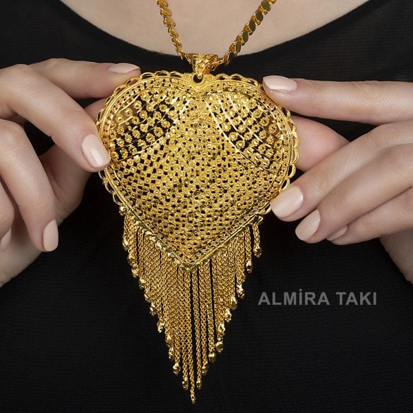 Büyük Boy Hint Kolye Ucu ve Pullu Zincir 03