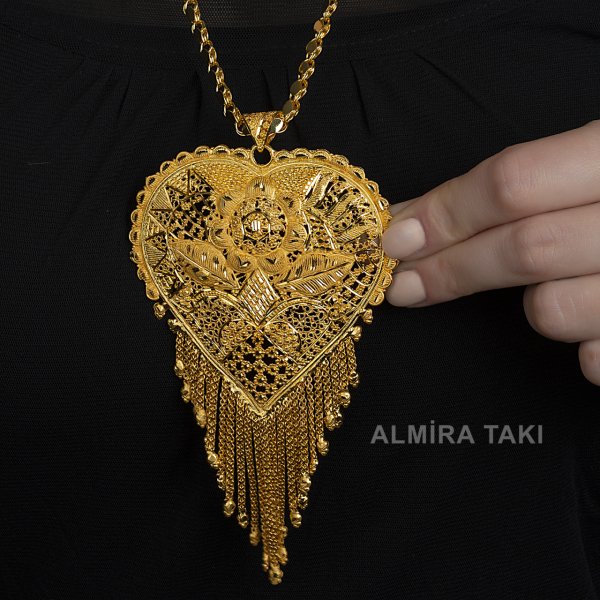 Büyük Boy Hint Kolye Ucu ve Pullu Zincir 04