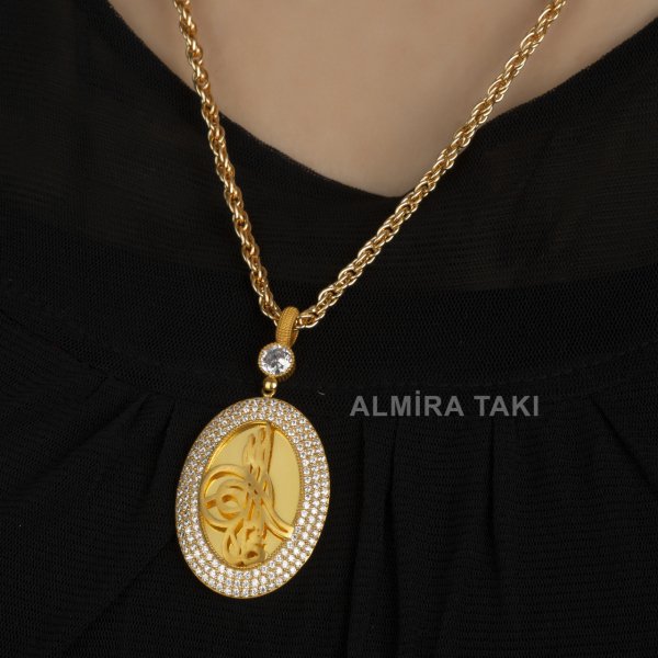 Oval Tuğralı Kolye