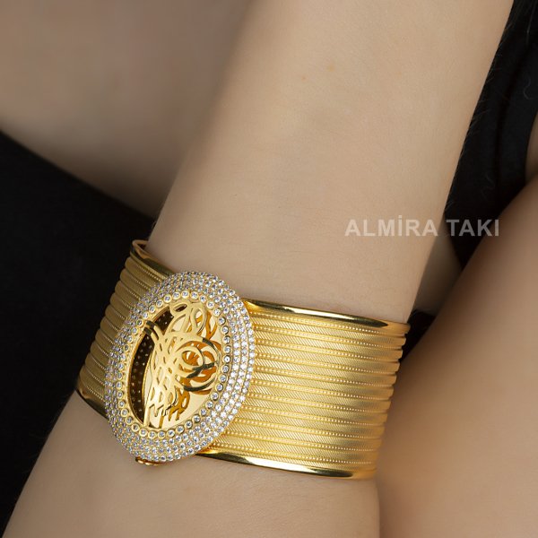 Trabzon Hasırı Taşlı Tuğralı Kelepçe