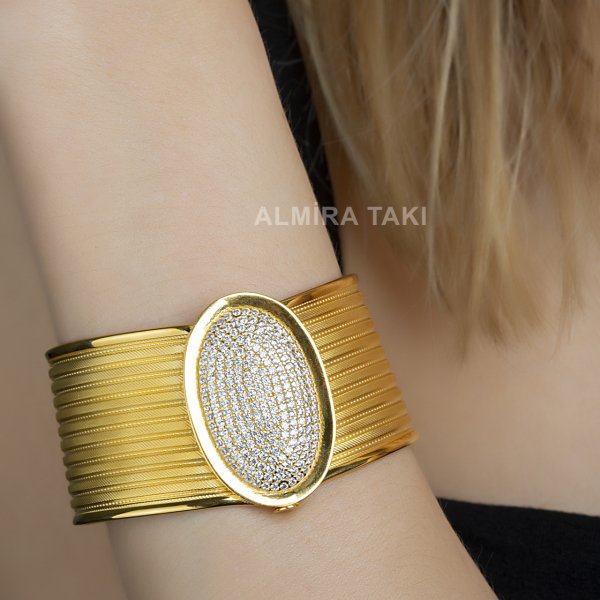 Trabzon Hasırı Oval Taşlı Kelepçe