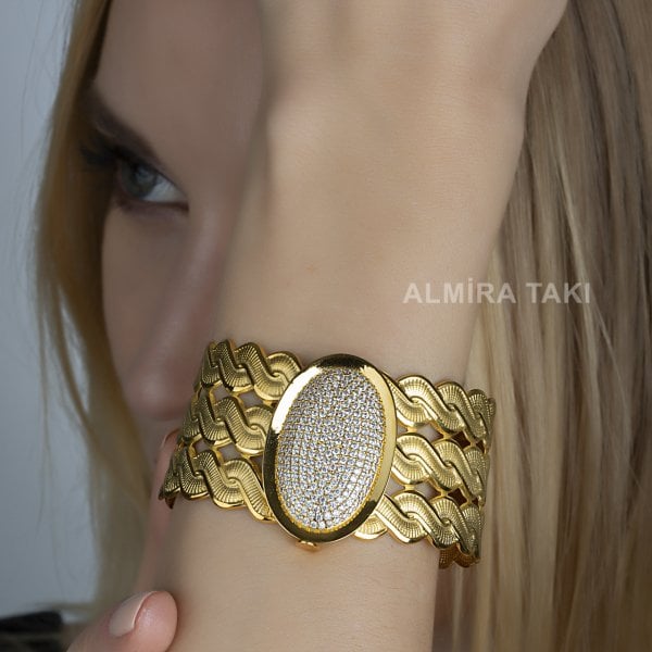 Saçörgü Oval Taşlı Kelepçe