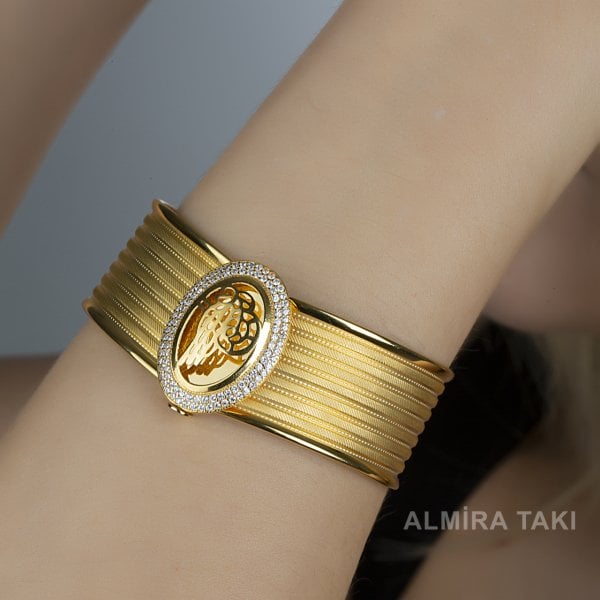 Trabzon Hasırı Tuğralı Taşlı Kelepçe