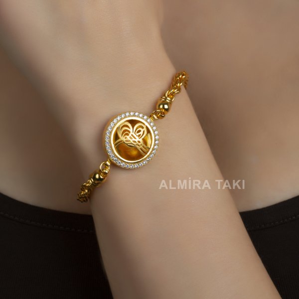 Tuğralı Burgu Zincirli Bileklik