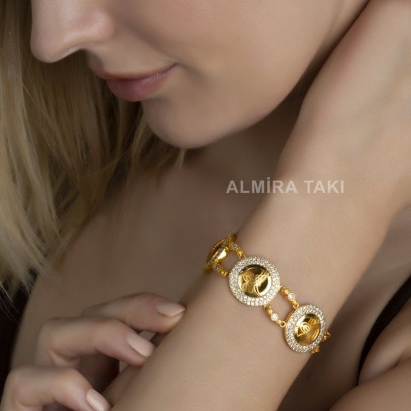 Taşlı Üç Tuğralı Bileklik