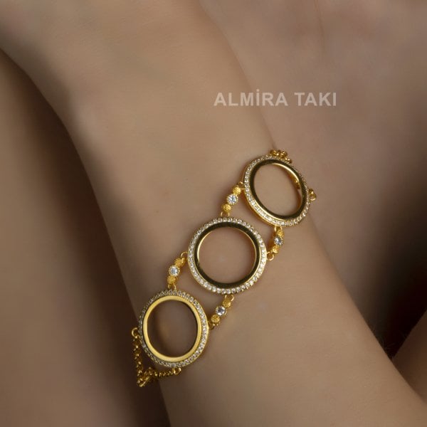 Taşlı Çeyreksiz Üçlü Bileklik