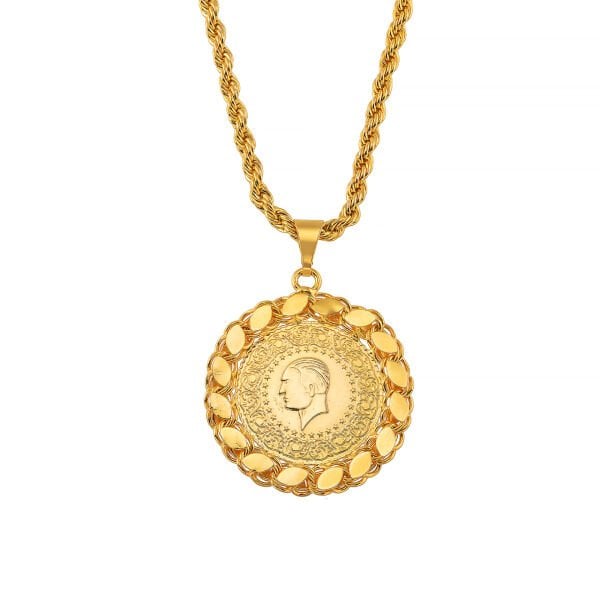 PULLU YARIM KOLYE  60 CM ZİNCİRLE